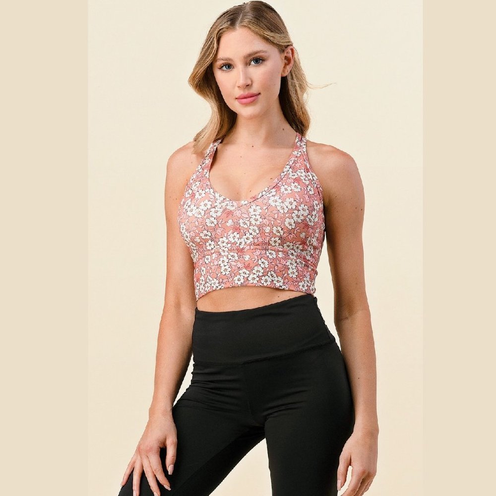 Women's Cross Back High-Performance Floral Printed Sports Bra